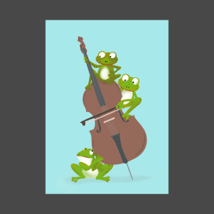 Three funny frogs playing the double bass T-Shirt