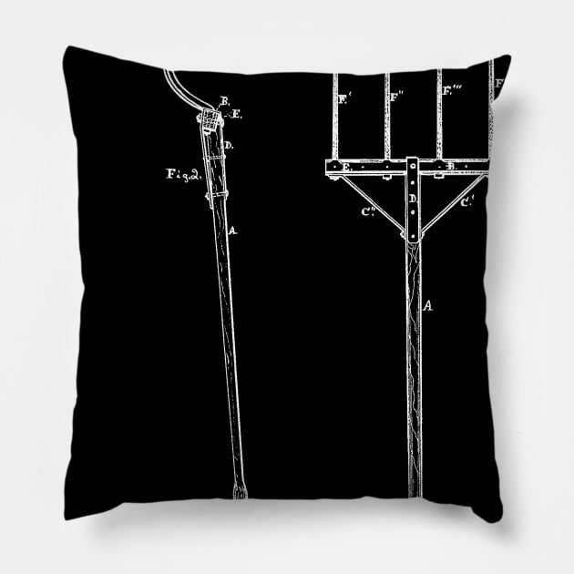 Gavel Fork Vintage Patent Hand Drawing Pillow by TheYoungDesigns