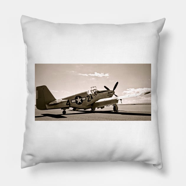 Tuskegee P-51 Mustang Vintage Fighter Plane Pillow by Scubagirlamy