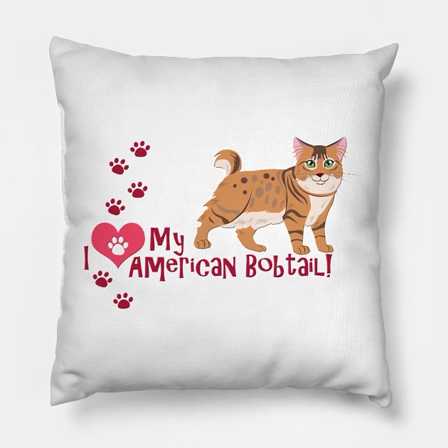 I Love My American Bobtail Cat Pillow by SakuraDragon