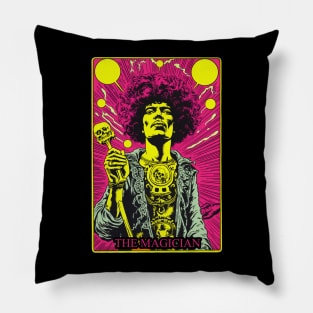 The Magician Classic Rocker Tarot Card Art Tee: Musical Alchemy Pillow