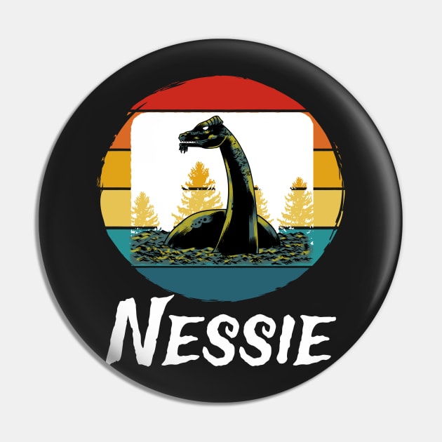 Loch Ness Monster Retro Dark Monster Crawler Cryptid Creature Pin by ThatVibe