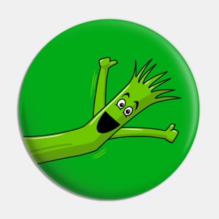 Green Wacky Waving Tube Man Portrait Pin