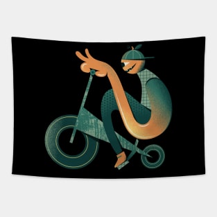 Halloween monster on a bicycle Tapestry