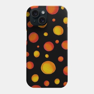 Yellow, Orange and Red Polka Dots (With Black Background) Phone Case