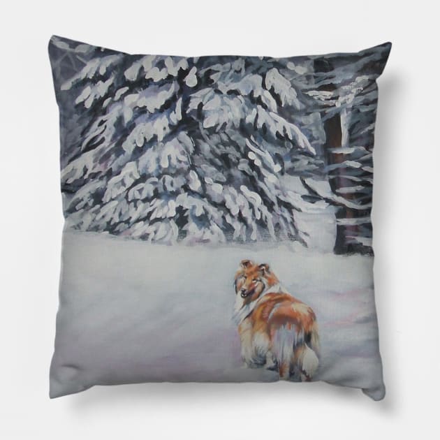 Collie Fine Art Painting Pillow by LASHEPARD