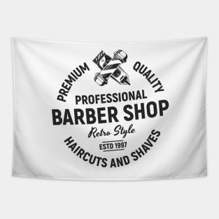 Barbershop print with pole and clipper. Monochrome retro design. Tapestry