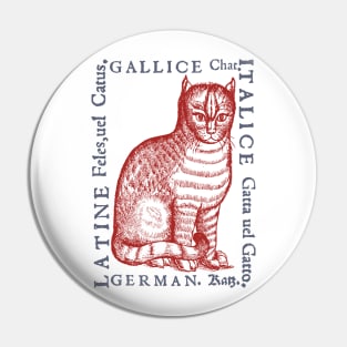 Medieval Cat with Translations from year 1560 Pin