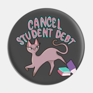 Cancel Student Debt Cat Kicking Text Books gift for student Pin