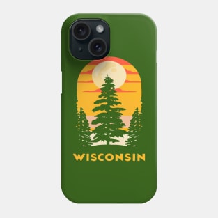 Wisconsin Tourism Trees and Sunset Graphic Phone Case