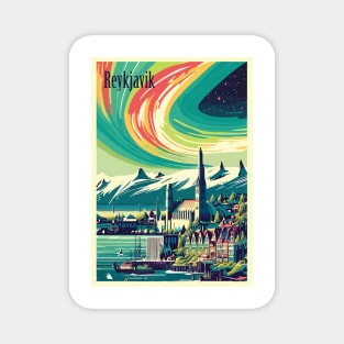 Reykjavik, Iceland, Travel poster Magnet