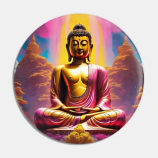 Buddha meditates in color art  T-Shirt Pin