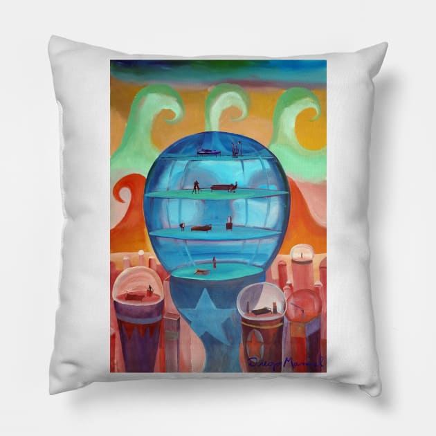 blue sphere Pillow by diegomanuel