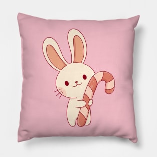 Bunny with candy cane Pillow
