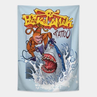 paskalamak shirt monkey shark Tapestry