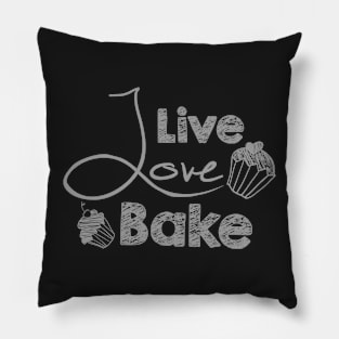 Live Love Bake Text Art Pillow