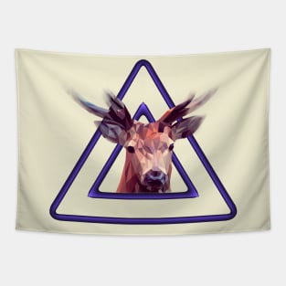 Geometric purple deer head triangle Tapestry