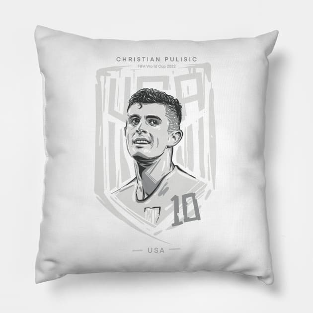 Christian Pulisic for USA 2022 Pillow by BAJAJU