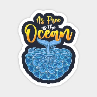 As Free As The Ocean Mandala Whale Art Design Magnet