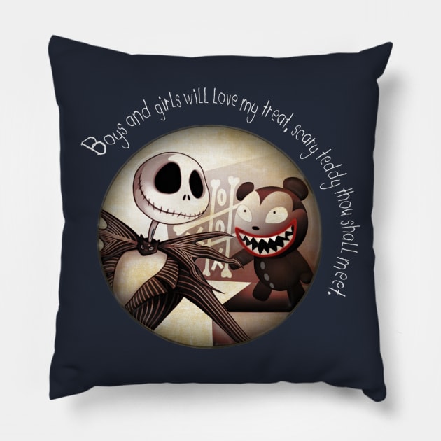 scary teddy Pillow by outlawalien