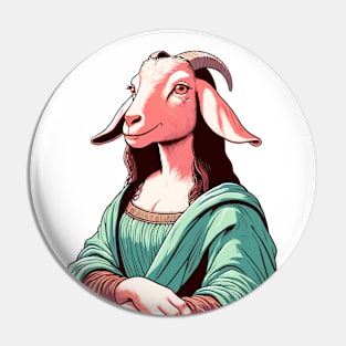 Mona Lisa - funny cartoon goat Pin