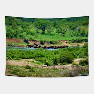 Herd of Elephants on the Crocodile River Tapestry