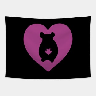 Chinchilla Heart Silhouette for Chinchilla Lovers, Purple Tapestry