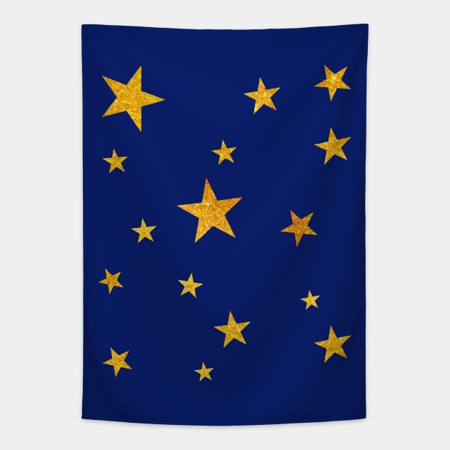 Golden Stars Scattered Stars Tapestry by Scarebaby