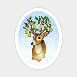 Deer Snowy Pear Antlers Magnet