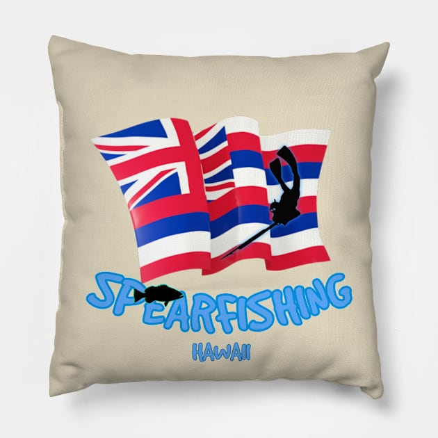 Spearfishing t-shirt designs Hawaii Pillow by Coreoceanart