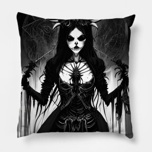 Grim Beauty: Embracing the Dark Side with Black and White Art Pillow