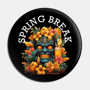 Tiki Tropical Vacation - Spring Break (White Lettering) Pin