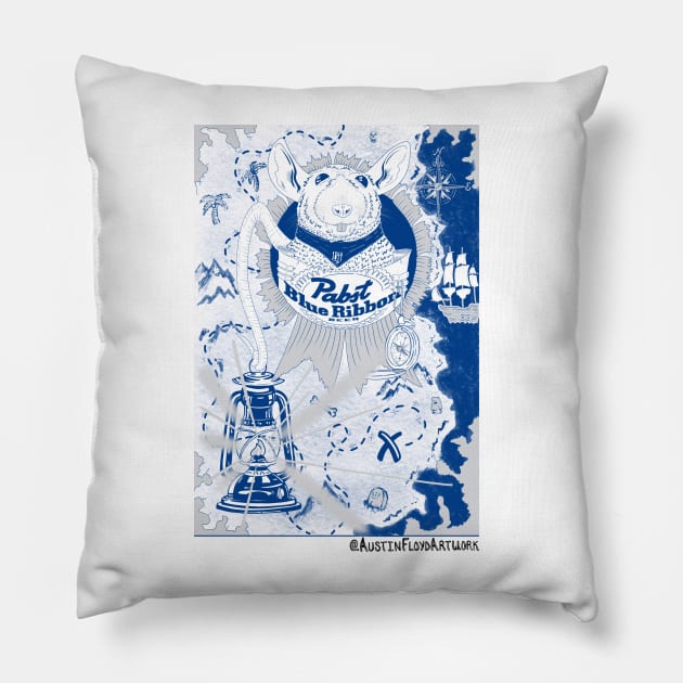 Pabst Blue Rats - Explorer Pillow by Austin Floyd Artwork