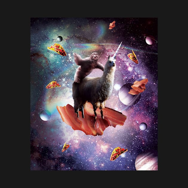 Sloth Riding Unicorn Llama on Bacon in Cosmos by Random Galaxy