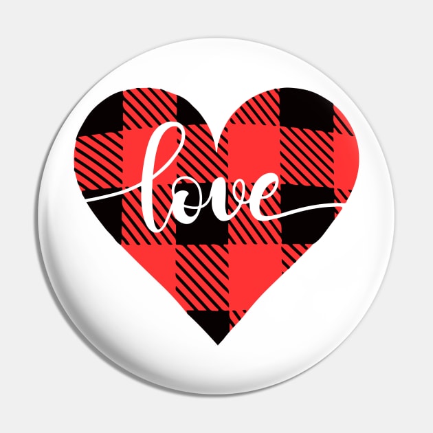 Valentine's Day Buffalo Plaid Heart Pin by tmiranda85