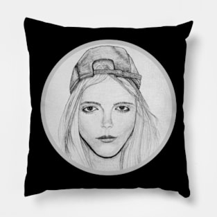 Hand Drawn Skater Girl Pillow