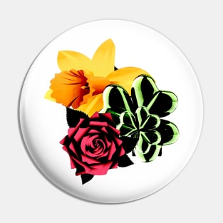 Rose, Daffodil and shamrock Pin