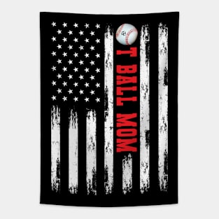 T-BALL MOM WHITE AMERICAN FLAG RED Tapestry