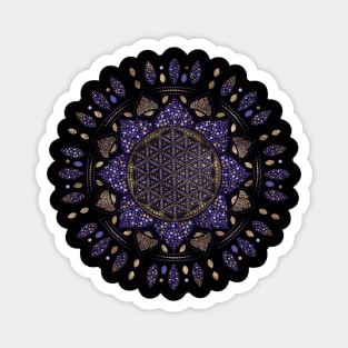 Flower of Life Dot Art Pastels, purples and gold Magnet