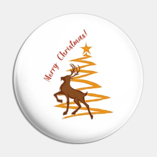 Colorful christmas deer and tree Pin