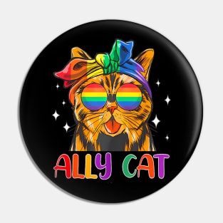 Ally Cat LGBT Awareness Pride Month Pin