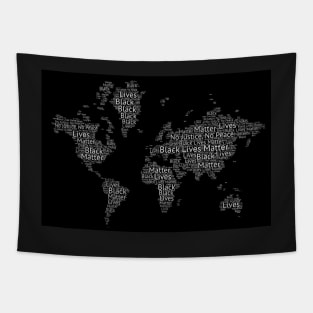 Black Lives Matter World Map Typography - Black Tapestry