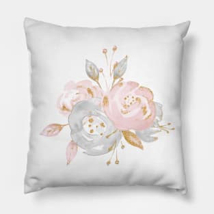 Pretty Rose Gold Watercolor Flowers Pillow