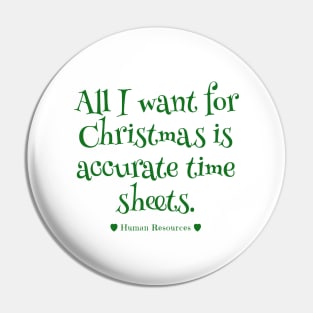 Human Resources Christmas Timesheet Wish Pin