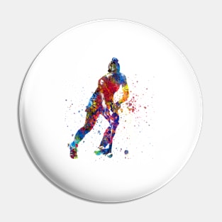 watercolor field hockey Pin