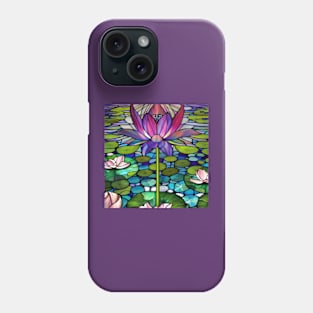 Stained Glass Lotus Flower Among Lily Pads Phone Case