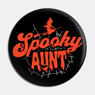 Cute Halloween Spooky Aunt Orange and Black Halloween Witch Pin