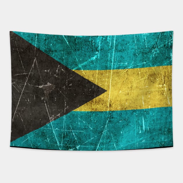 Vintage Aged and Scratched Bahamas Flag Tapestry by jeffbartels