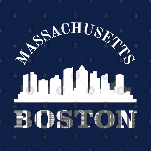 Born and raised Massachusetts Id rather be in Boston MA skyline state trip by BoogieCreates