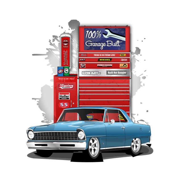 1967 Marina Blue Chevrolet Nova Garage Built Print by RPM-ART